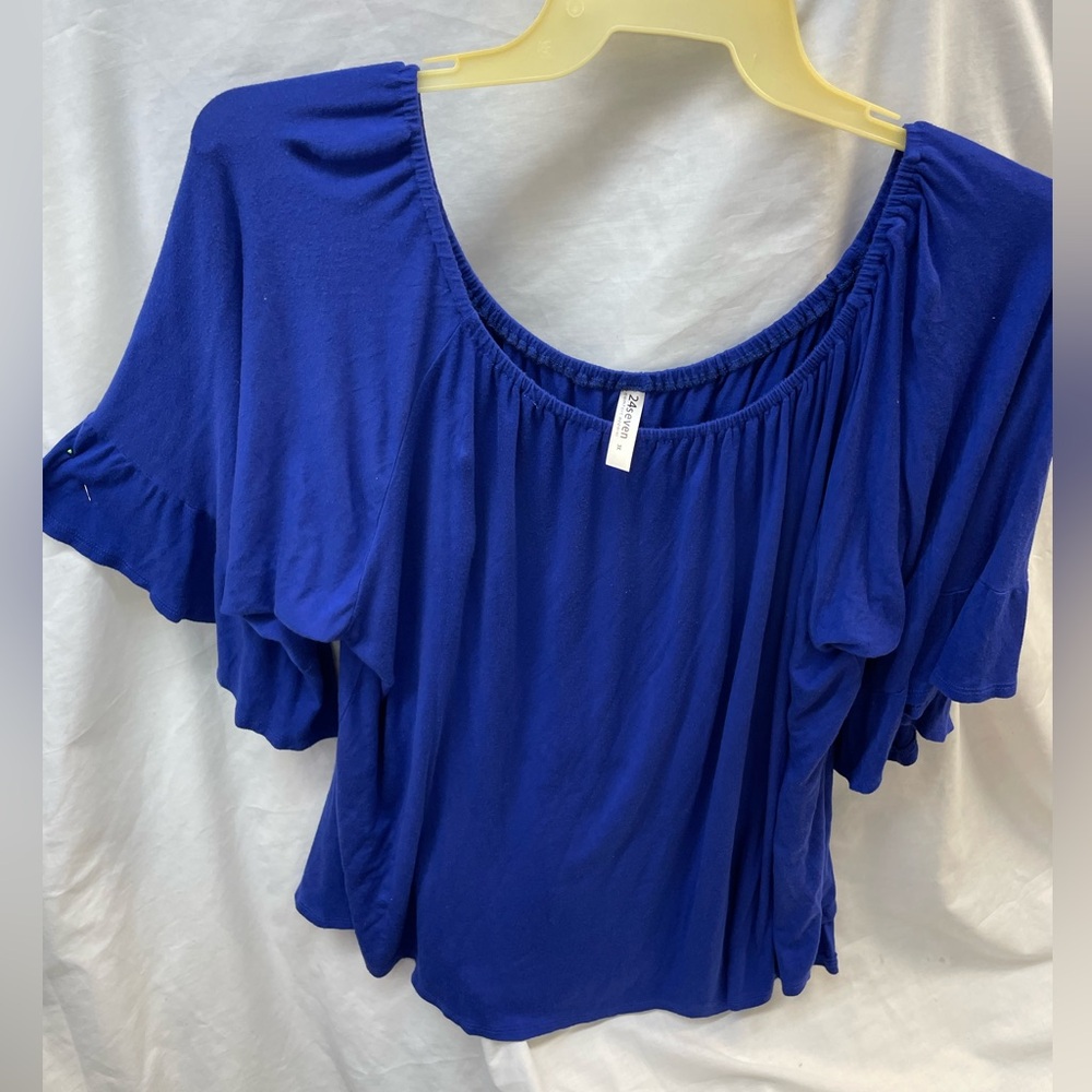 24Seven Women's Blue bell sleeve top ladies sz 3x